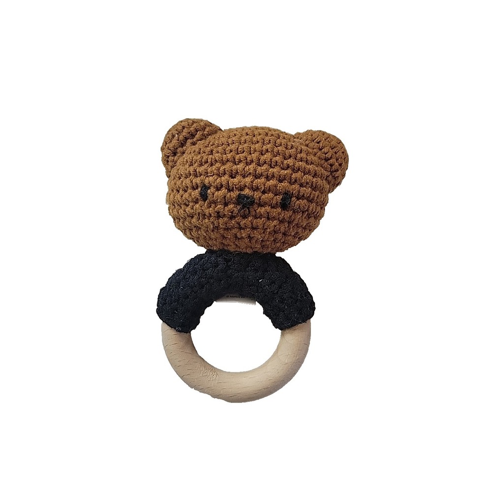 Just Dutch Miffy Teddy Bear Crochet Plush Brown rattle Baby toy‎ Handmade